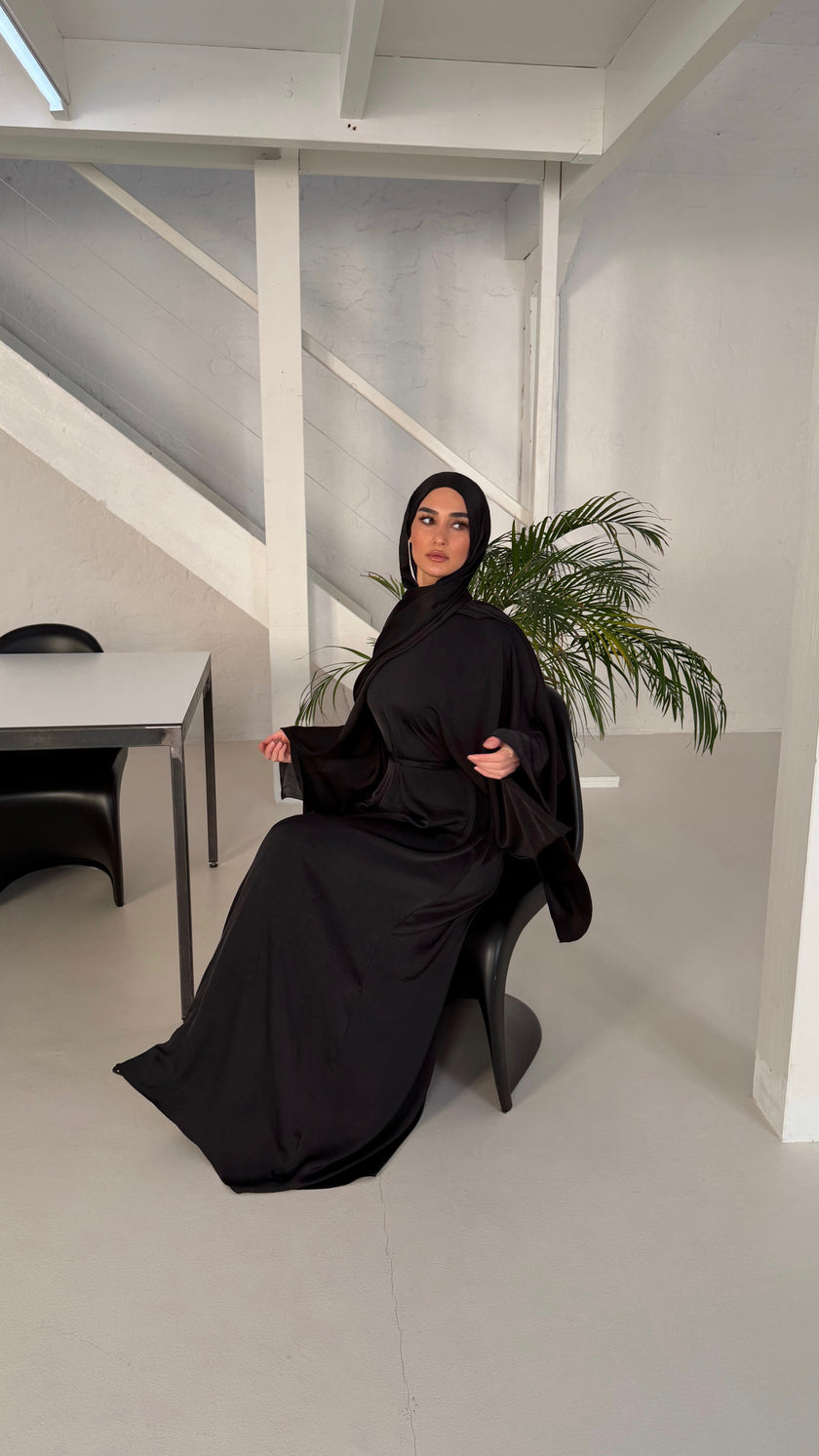 Satin Kleid mit Fledermausärmeln