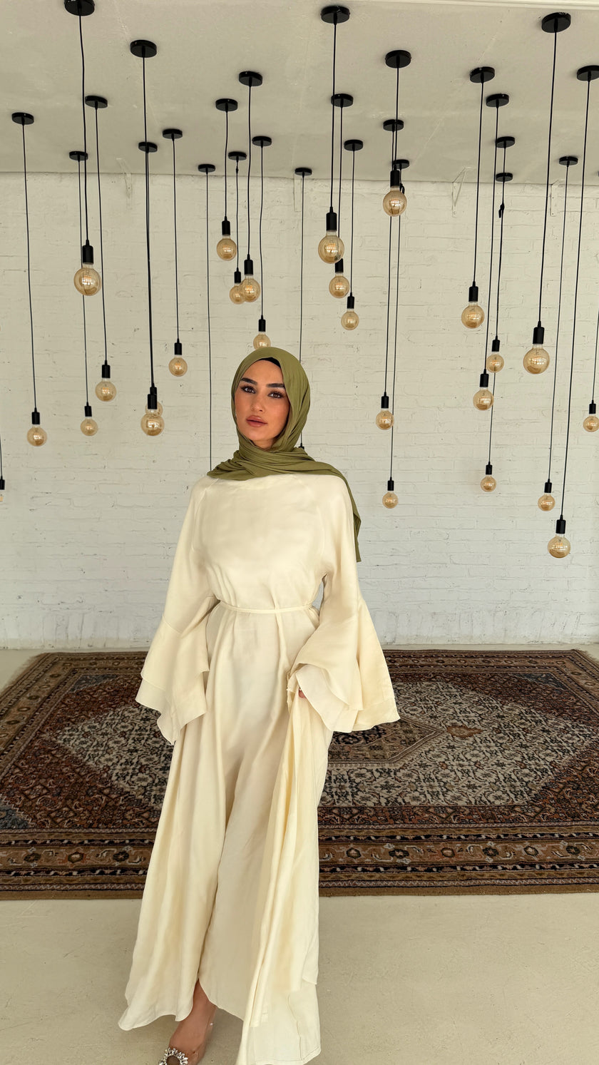 Fließendes Maxi Kleid mit Volantärmeln
