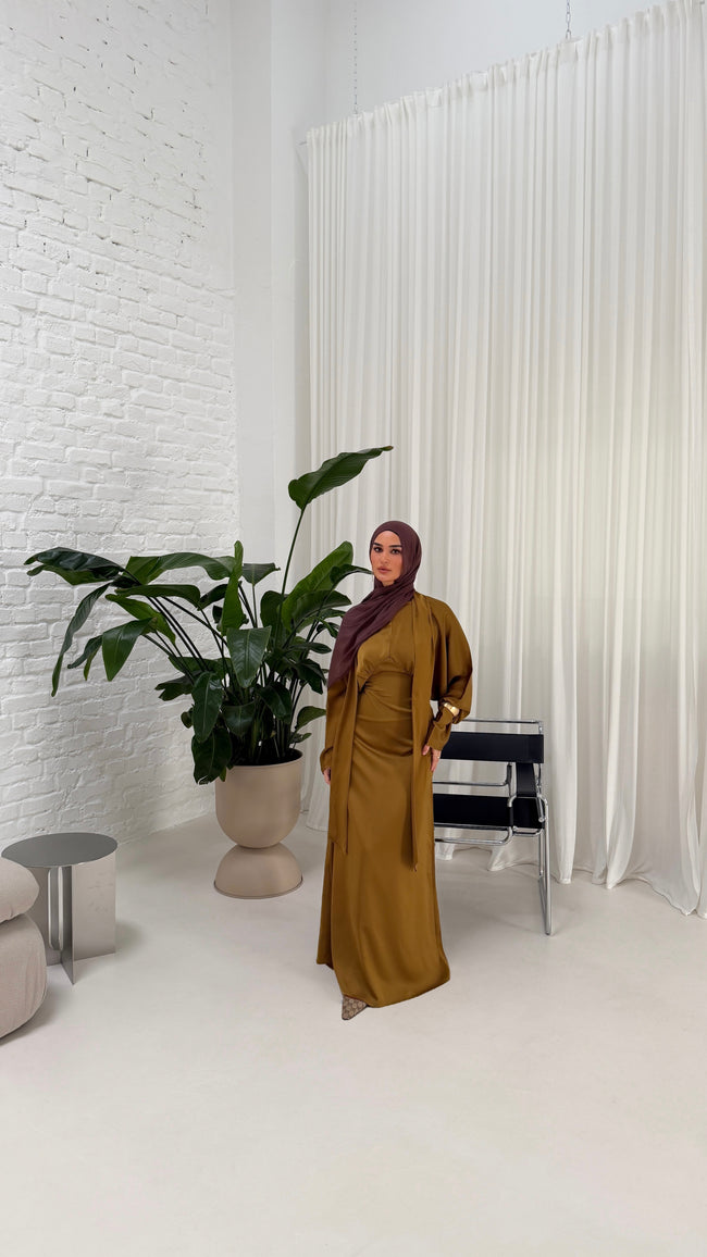 Elegantes Satin Kleid mit Bindedetail