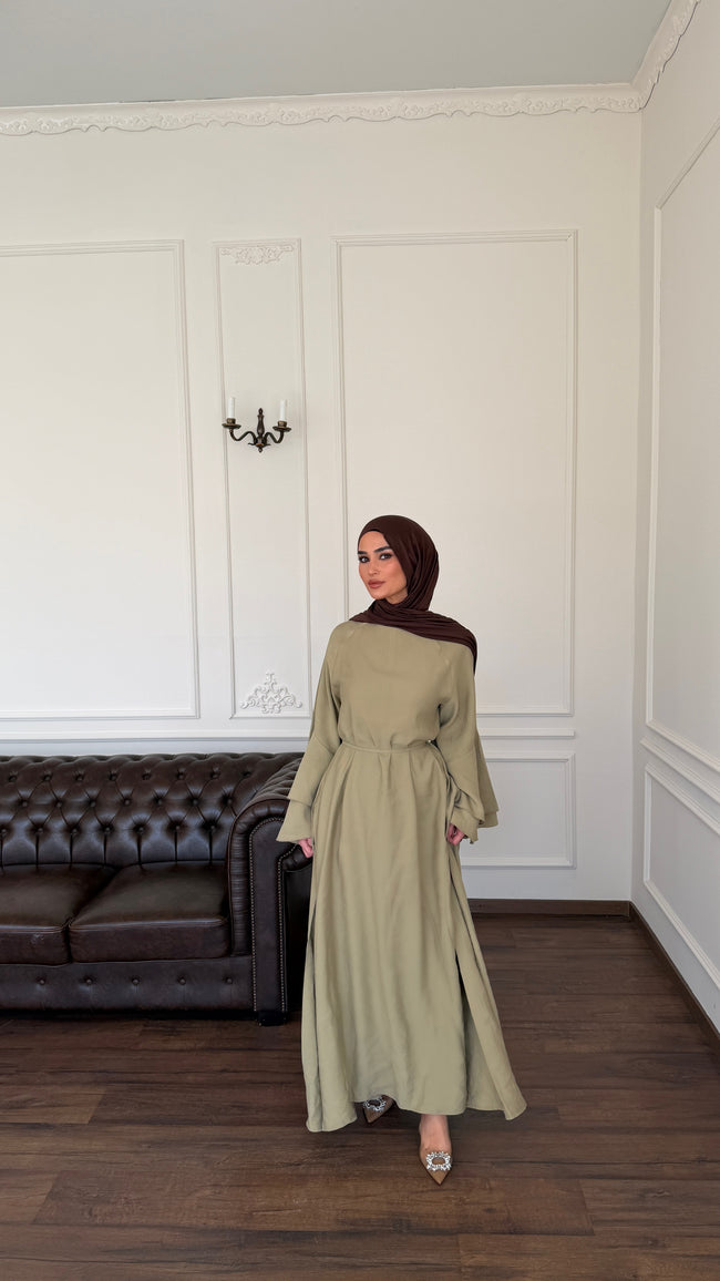 Fließendes Maxi Kleid mit Volantärmeln