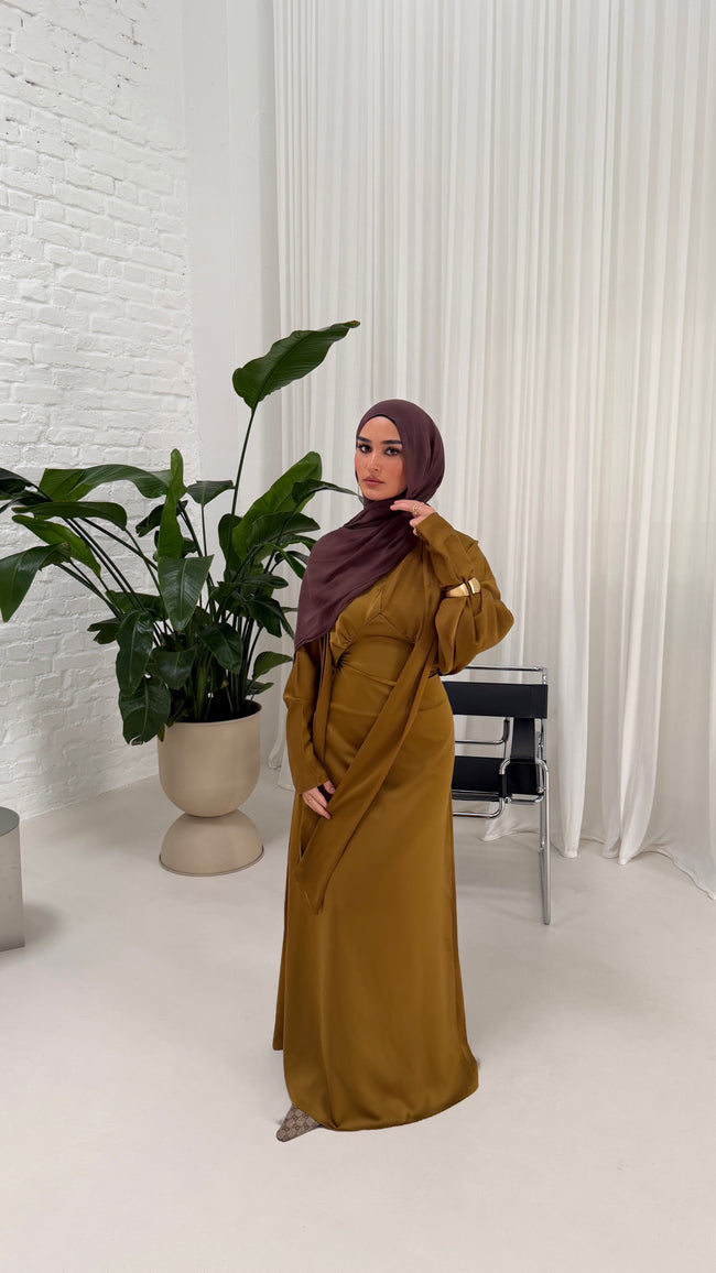 Elegantes Satin Kleid mit Bindedetail