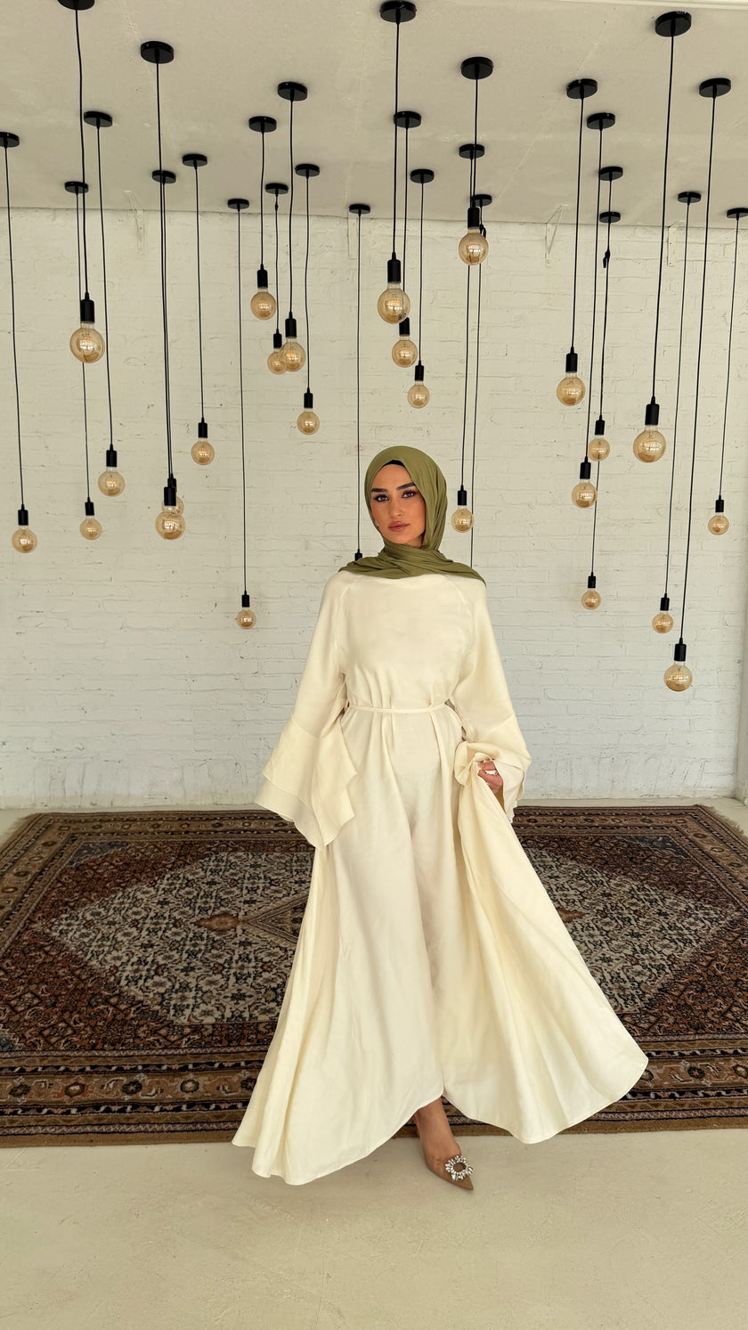 Fließendes Maxi Kleid mit Volantärmeln